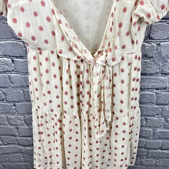 Max Studio Red Polka Dot Mini Tiered Dress Tan Size S - Picture 4 of 8